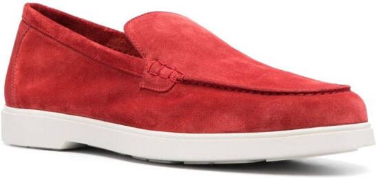 Moorer almond-toe suede loafers Red