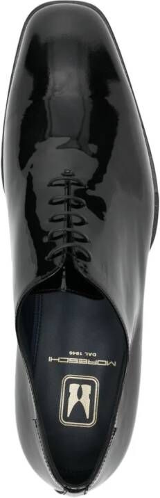 Moreschi logo-debossed patent leather oxfords Black