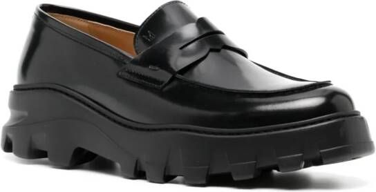 Moreschi penny-slot leather loafers Black