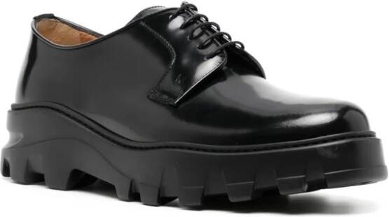 Moreschi round-toe leather derby shoes Black