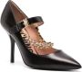 Moschino 100mm crystal-embellished leather pumps Black - Thumbnail 2