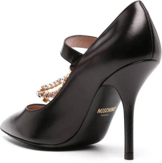 Moschino 100mm crystal-embellished leather pumps Black