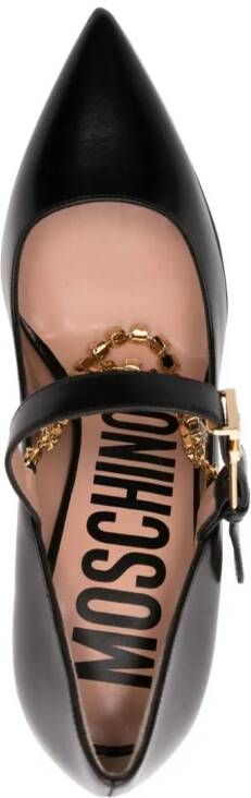 Moschino 100mm crystal-embellished leather pumps Black