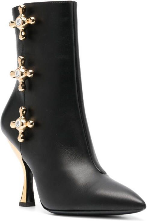 Moschino 100mm faucet-detail leather boots Black