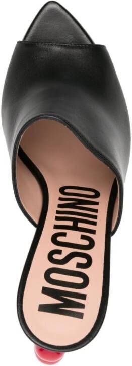 Moschino 100mm heart-detail leather mules Black