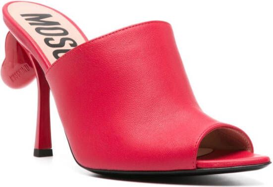 Moschino 100mm heart-detail leather mules Red