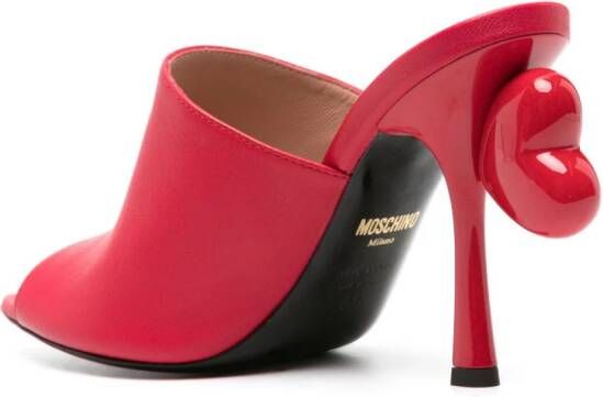 Moschino 100mm heart-detail leather mules Red