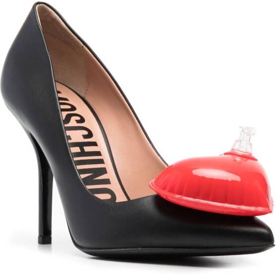 Moschino 100mm heart-detail leather pumps Black