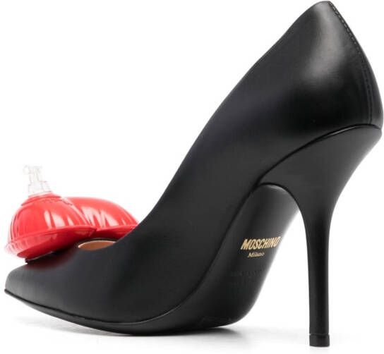 Moschino 100mm heart-detail leather pumps Black