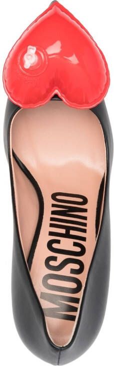 Moschino 100mm heart-detail leather pumps Black