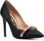 Moschino 100mm logo-lettering leather pumps Black - Thumbnail 2