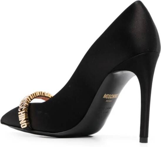 Moschino 100mm logo-lettering leather pumps Black
