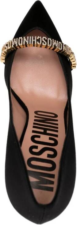 Moschino 100mm logo-lettering leather pumps Black