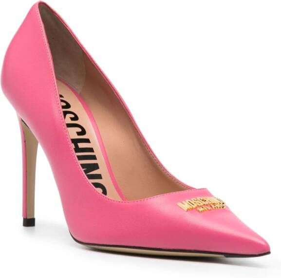 Moschino 100mm logo-lettering pumps Pink