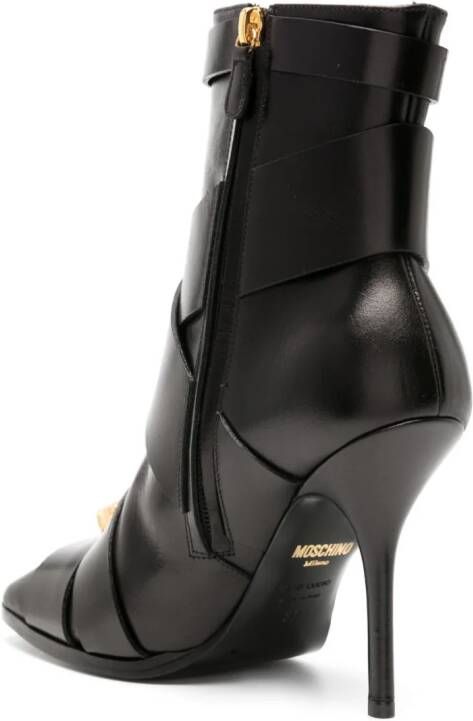 Moschino 105mm buckle-detailing leather ankle boots Black