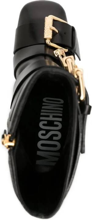 Moschino 105mm buckle-detailing leather ankle boots Black