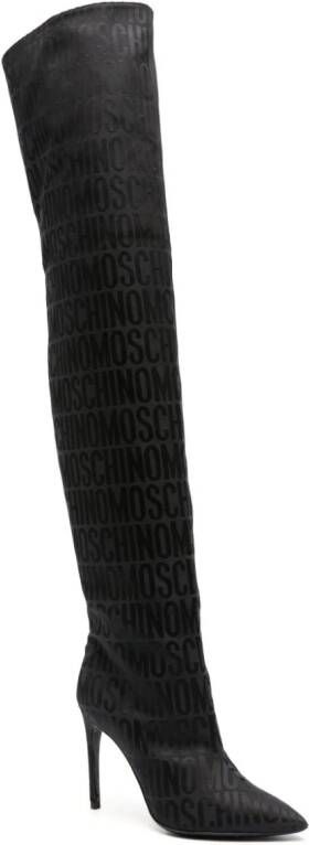 Moschino 105mm jacquard over-the-knee boots Black