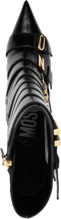 Moschino 105mm logo-plaque leather boots Black