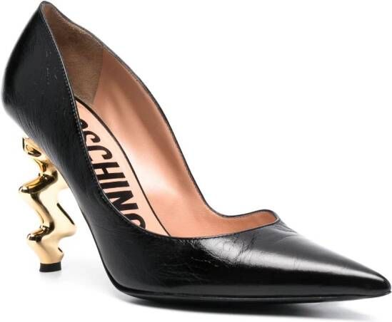 Moschino 105mm sculpted-heel leather pumps Black