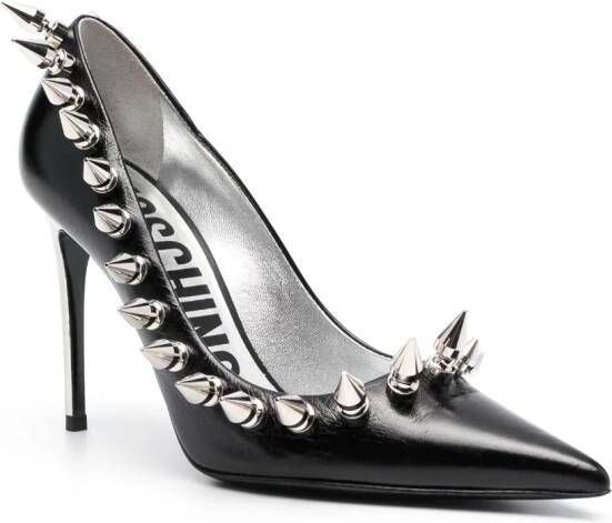 Moschino 105mm spike-embellished leather pumps Black