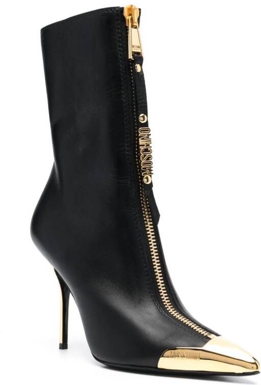 Moschino 105mm zip-detailed leather boots Black
