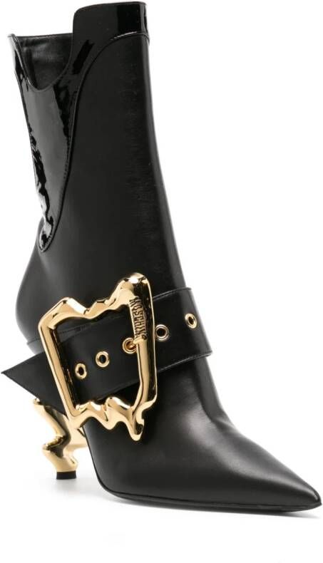 Moschino 110mm buckle-detail leather boots Black