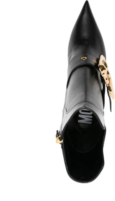 Moschino 110mm buckle-detail leather boots Black