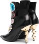 Moschino 110mm crystal-embellished leather boots Black - Thumbnail 3