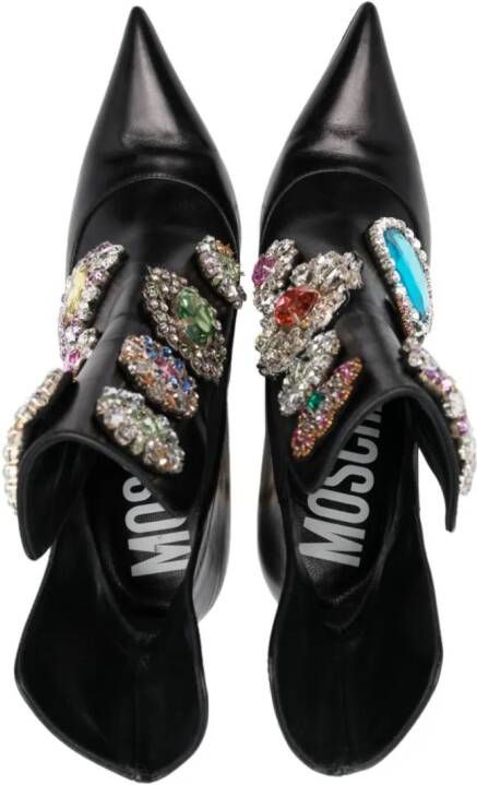 Moschino 110mm crystal-embellished leather boots Black