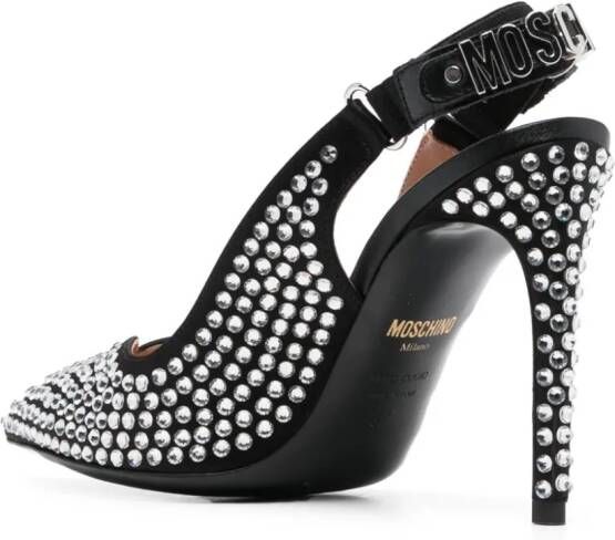Moschino 110mm crystal-embellished leather pumps Black