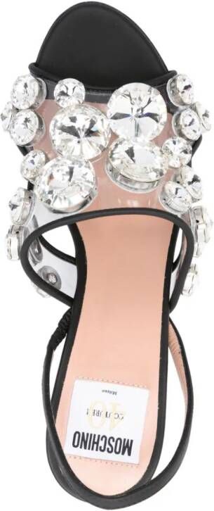 Moschino 110mm crystal-embellished leather sandals Black