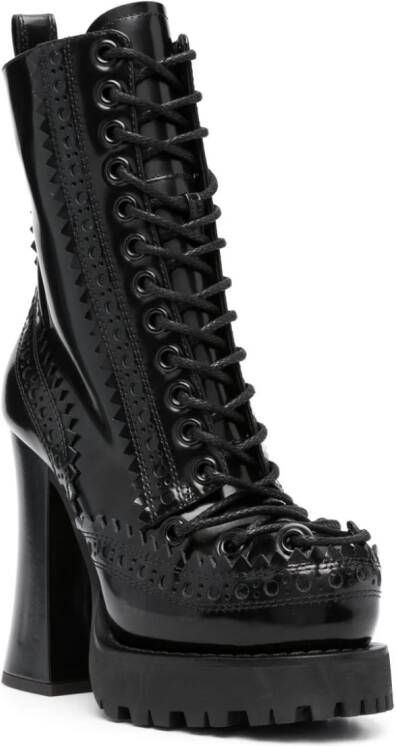 Moschino 120mm lace-up leather boots Black