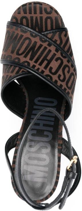 Moschino 145mm logo-print platform sandals Brown