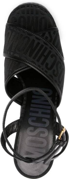 Moschino 150mm logo-jacquard leather sandals Black