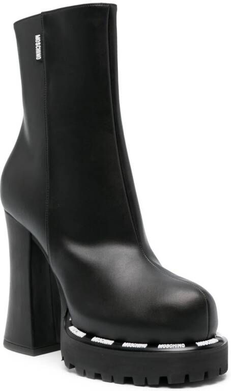 Moschino 160mm platform leather boots Black