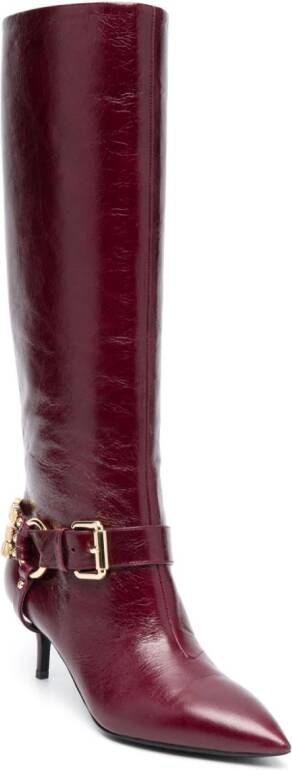 Moschino 60mm logo-lettering leather boots Pink