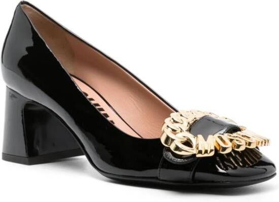 Moschino 60mm logo-plaque leather pumps Black