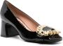Moschino 60mm logo-plaque leather pumps Black - Thumbnail 2