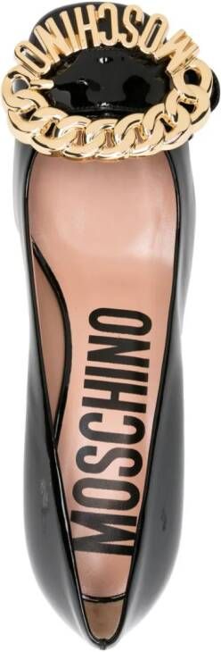 Moschino 60mm logo-plaque leather pumps Black