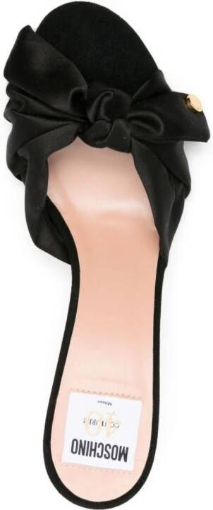 Moschino 65mm bow-detail satin mules Black