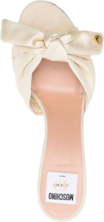 Moschino 65mm bow-detail satin mules Neutrals