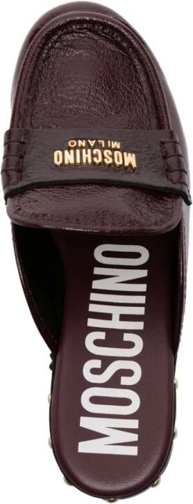Moschino 70mm logo-lettering leather clogs Red