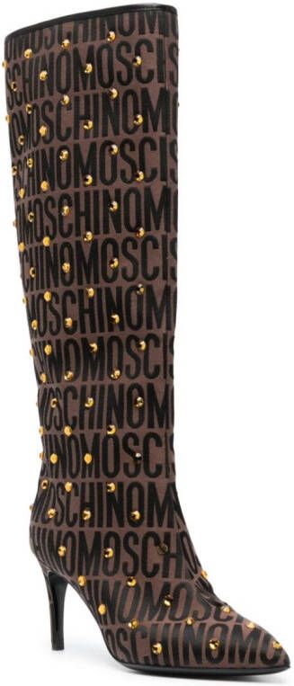 Moschino 75mm crystal-embellished boots Brown