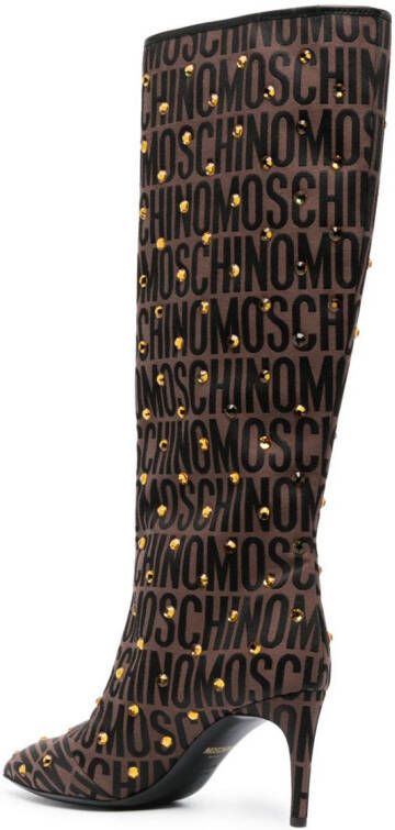 Moschino 75mm crystal-embellished boots Brown