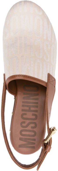 Moschino 75mm logo-print leather mules Neutrals