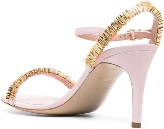 Moschino 80mm logo-lettering leather sandals Pink