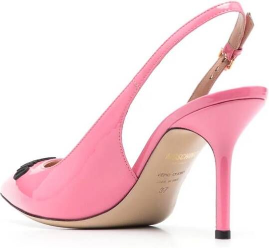 Moschino 90mm logo-lettering patent pumps Pink