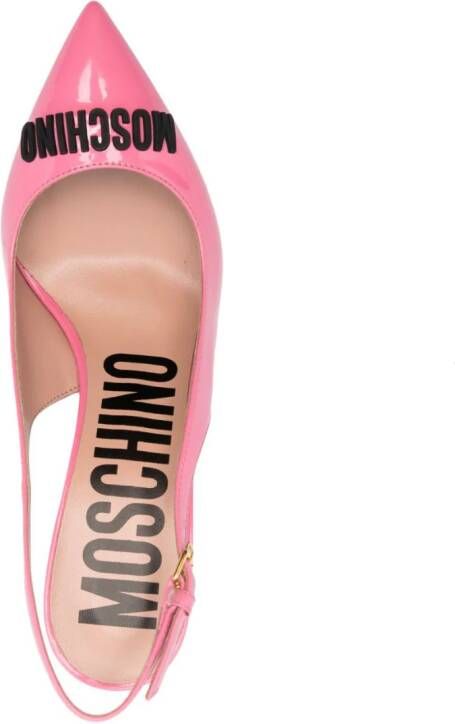 Moschino 90mm logo-lettering patent pumps Pink