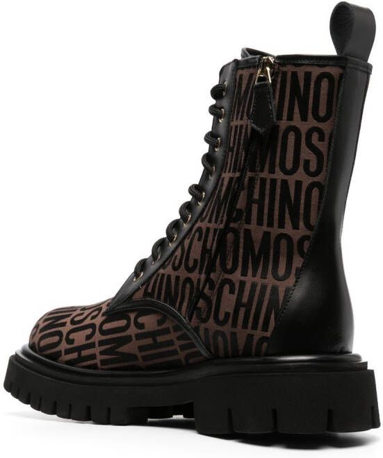 Moschino all over logo-print boots Brown