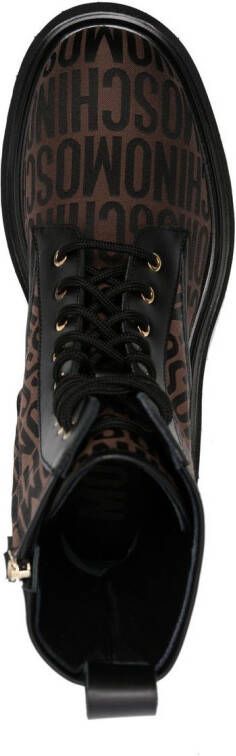 Moschino all over logo-print boots Brown